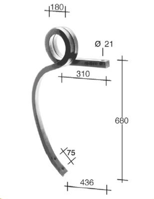 Pièces d'usure disque et dent - Cultivateurs - Dent de cultivateur double spire 40x40 gauche Bianchi adaptable